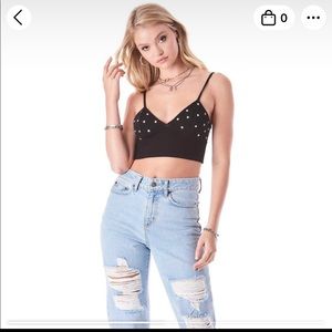 LF Black Rhinestone Top